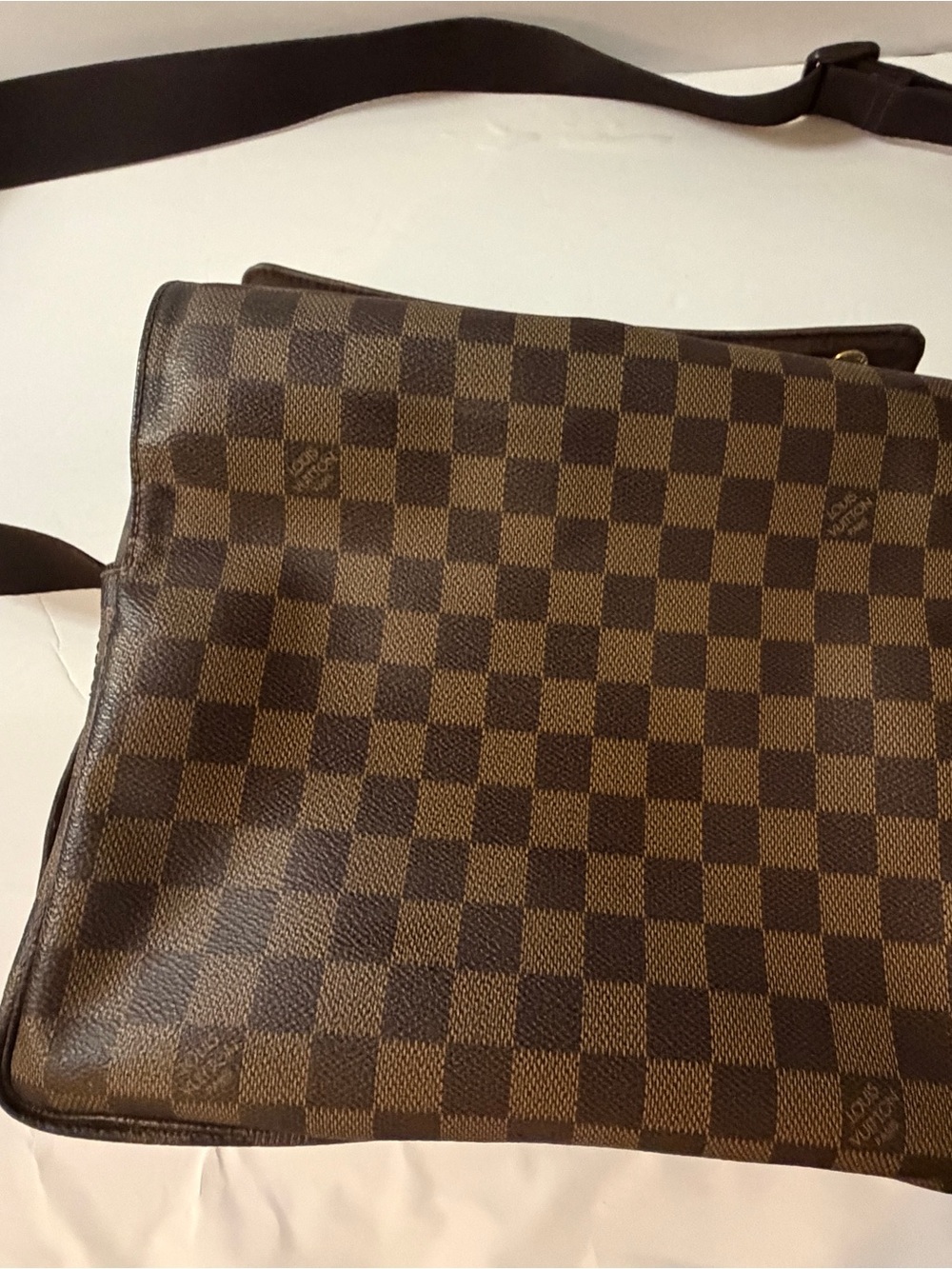 Louis Vuitton Damier Ebene Checkered Messenger Bag in Brown